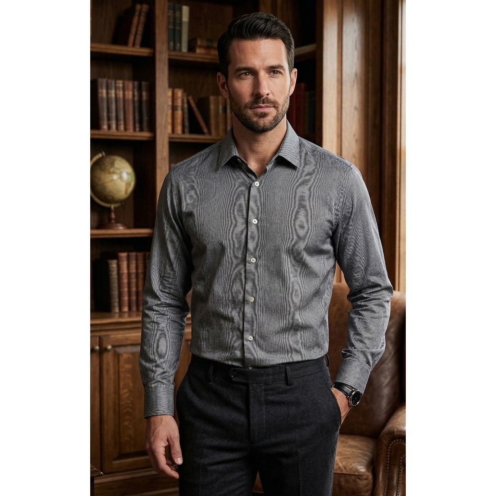 Vintage Perry Ellis‎ Long Sleeve Button Down Shirt Men's XLT Gray 100% Cotton